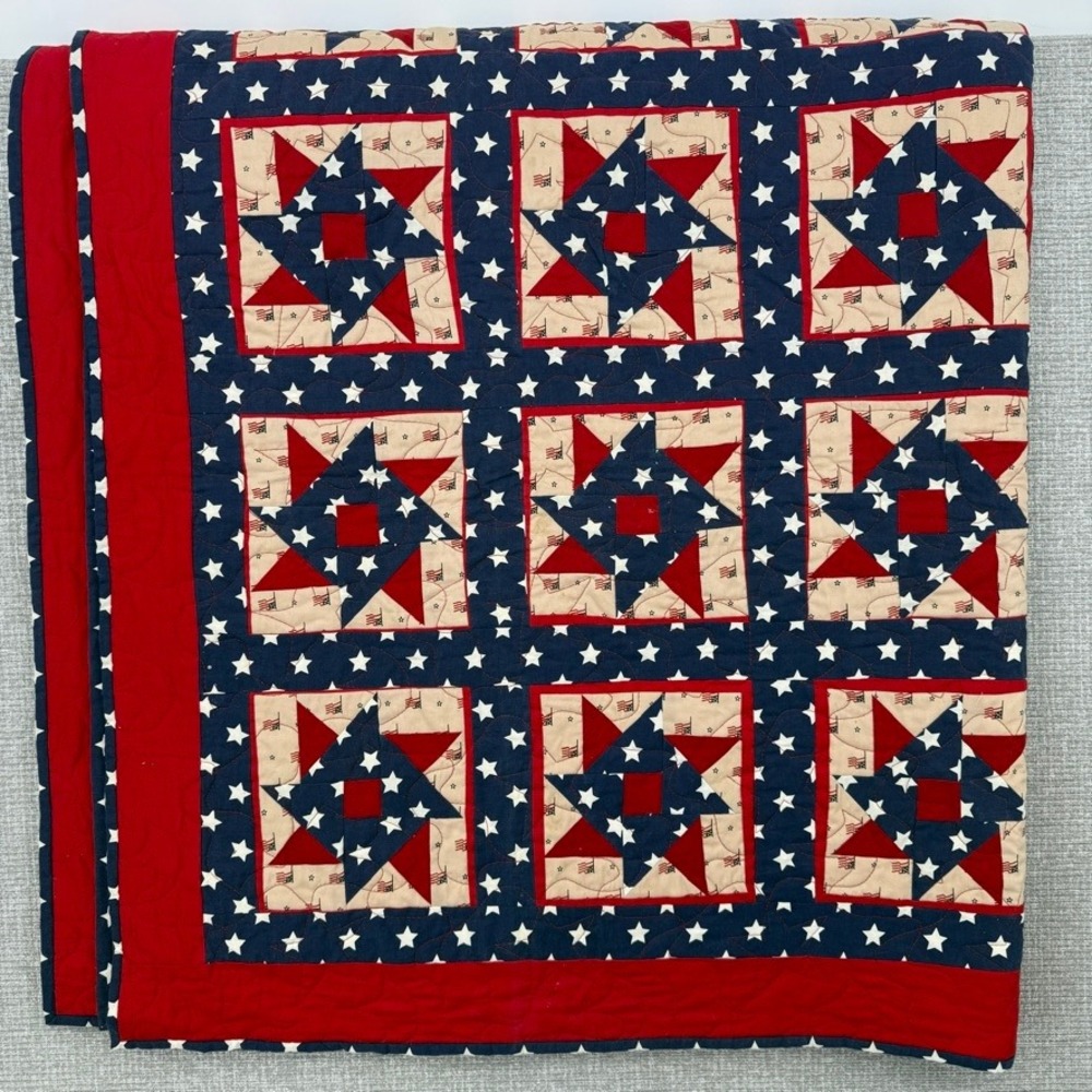 Salute to Old Glory Custom Handcrafted Twin Quilt Coverlet Americana Patriotic